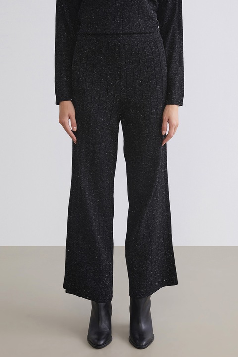 LC WAIKIKI, Pantaloni evazati din lurex, Negru, M