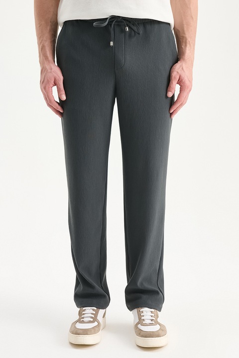 LC WAIKIKI, Pantaloni de trening striati cu snur de ajustare, Gri inchis, 30