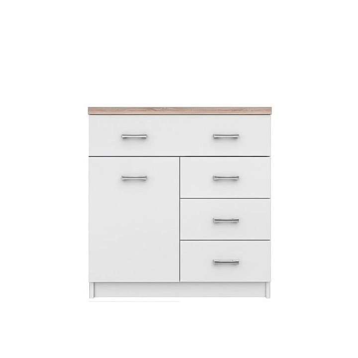 Comodă EXPOMOB TOP MIX, 1 ușă, 4 sertare, alb, 80x33x85 cm