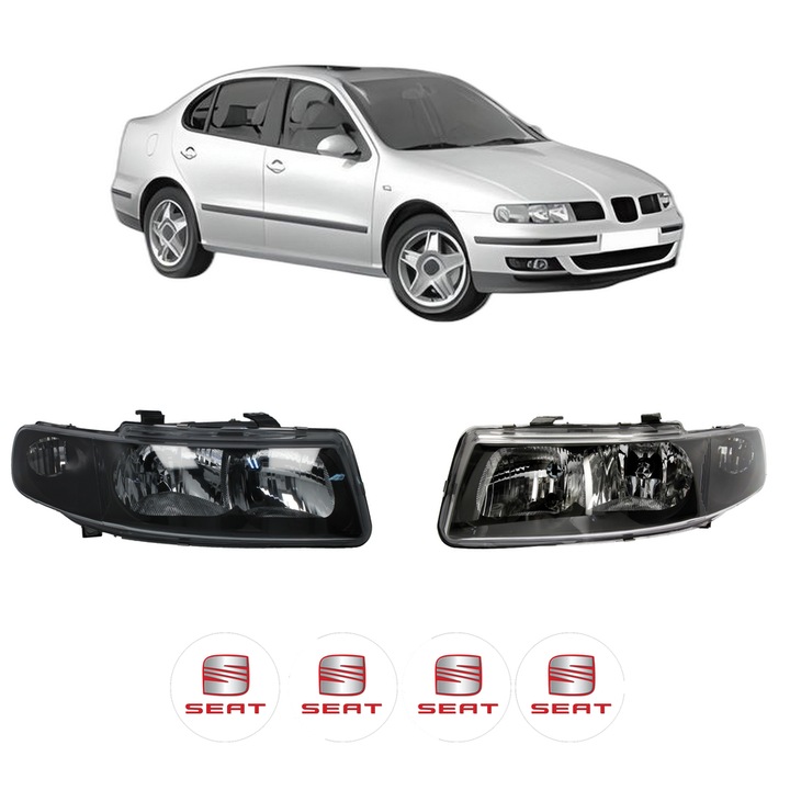 Set Faruri Stanga Dreapta Fata SEAT TOLEDO II (1M2) din 1998-2006, Auto, TYC, 4x Stickere auto cu SEAT