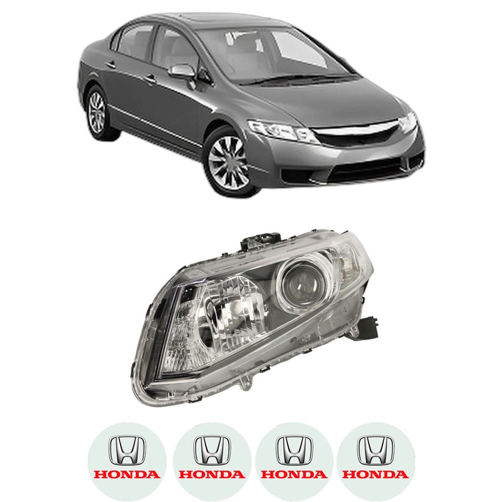 Far Stanga Fata HONDA CIVIC IX Saloon (FB) din 2011-2016, Auto, DEPO, 4x Stickere auto cu HONDA