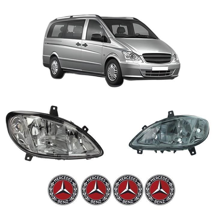 Set Faruri Stanga Dreapta Fata MERCEDES-BENZ VITO Bus (W639) din 2003-2014, Auto, DEPO, 4x Stickere auto cu MERCEDES-BENZ
