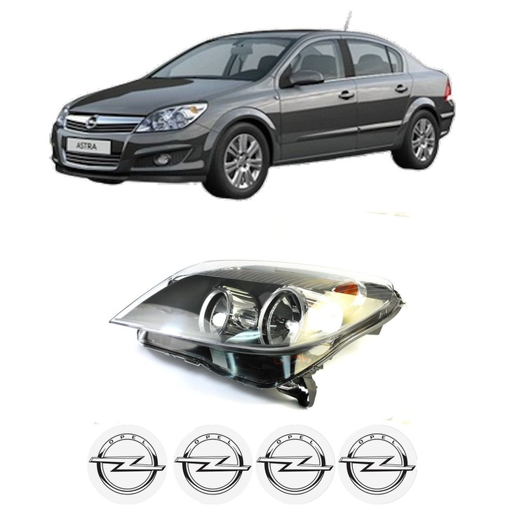Far Stanga Fata OPEL ASTRA H Saloon (A04) din 2007-2014, Auto, DEPO, 4x Stickere auto cu OPEL
