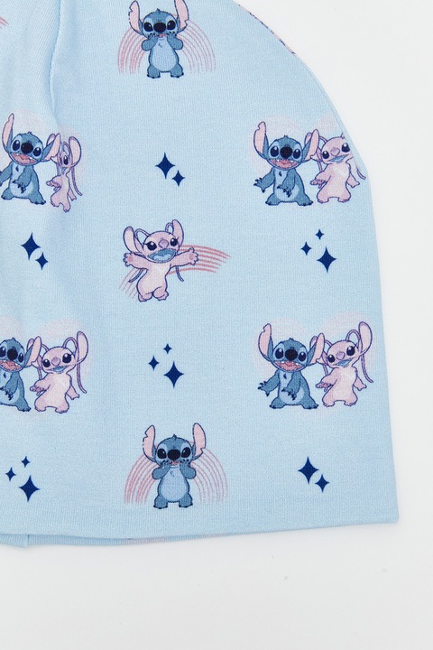 LC WAIKIKI, Set de caciuli cu imprimeu Stitch - 2 piese, Albastru pastel, Gri melange, 50-52 CM