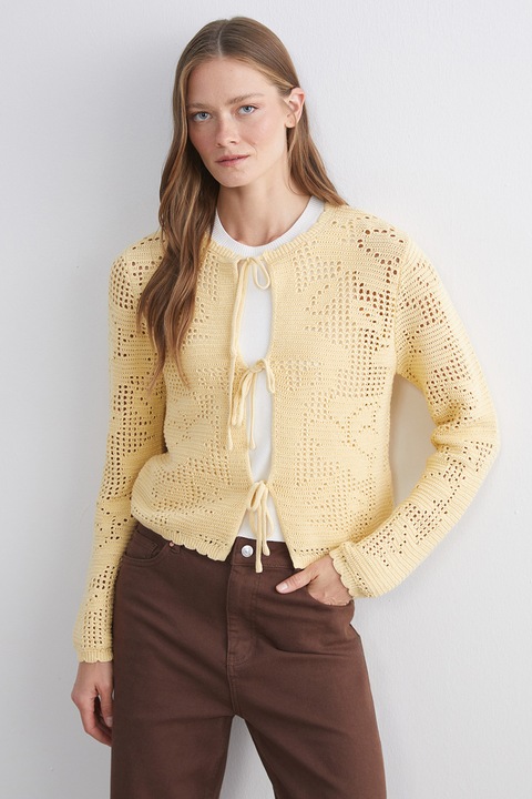 LC WAIKIKI, Cardigan cu decupaje discrete, Galben sofran