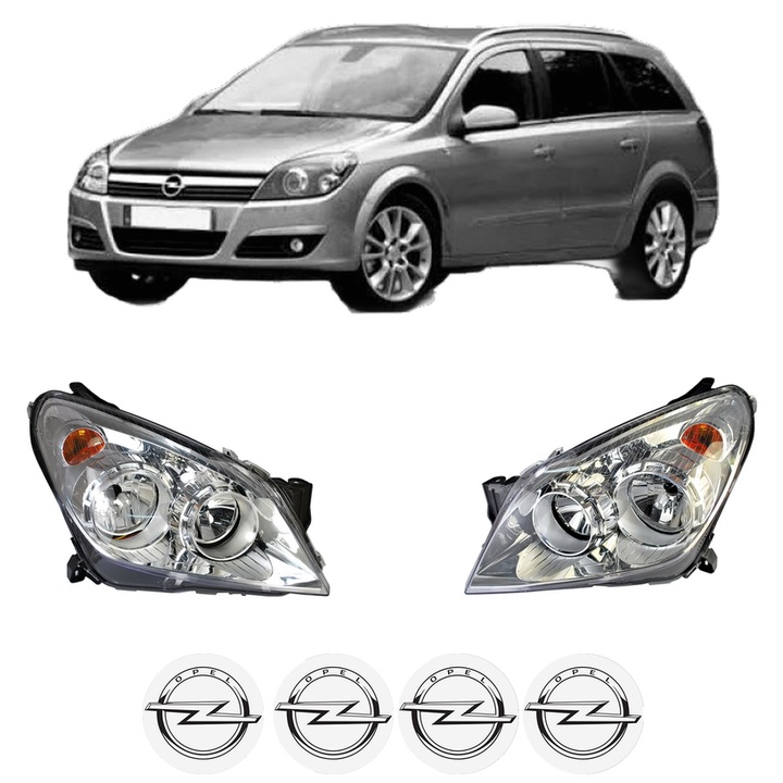 Set Faruri Stanga Dreapta Fata OPEL ASTRA H Estate (A04) din 2004-2014, Auto, TYC, 4x Stickere auto cu OPEL