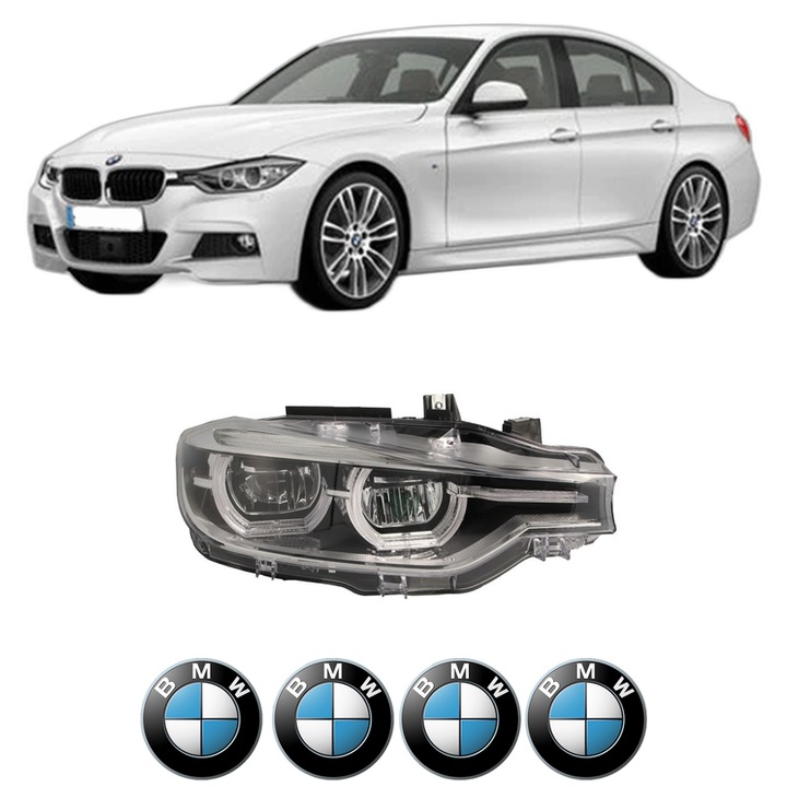 Far Dreapta Fata Bmw Seria 3 (F30, F80) din 2011-2018, Auto, DEPO, 4x Stickere auto cu BMW