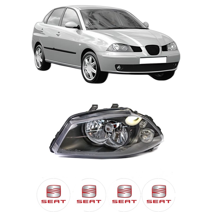 Far Stanga Fata SEAT CORDOBA (6L2) din 2002-2009, Auto, DEPO, 4x Stickere auto cu SEAT