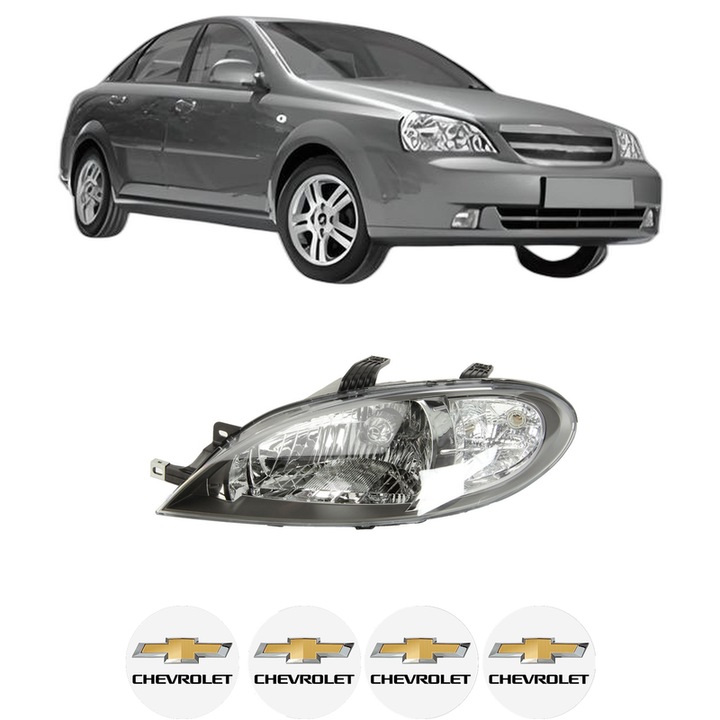 Far Stanga Fata CHEVROLET LACETTI (J200) din 2005-2013, Auto, DEPO, 4x Stickere auto cu CHEVROLET