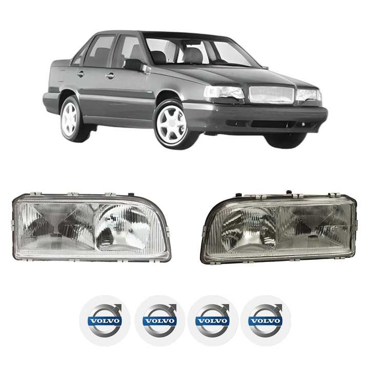 Set Faruri Stanga Dreapta Fata VOLVO 850 (854) din 1991-1997, Auto, DEPO, 4x Stickere auto cu VOLVO