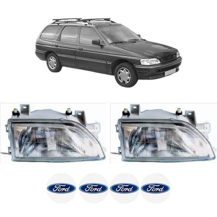 Set Faruri Stanga Dreapta Fata FORD ESCORT V Turnier (ANL) din 1990-1995, Auto, TYC, 4x Stickere auto cu FORD