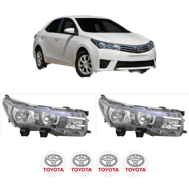 Set Faruri Stanga Dreapta Fata TOYOTA COROLLA Saloon (_E18_, ZRE1_) din 2013-2019, Auto, TYC, 4x Stickere auto cu TOYOTA