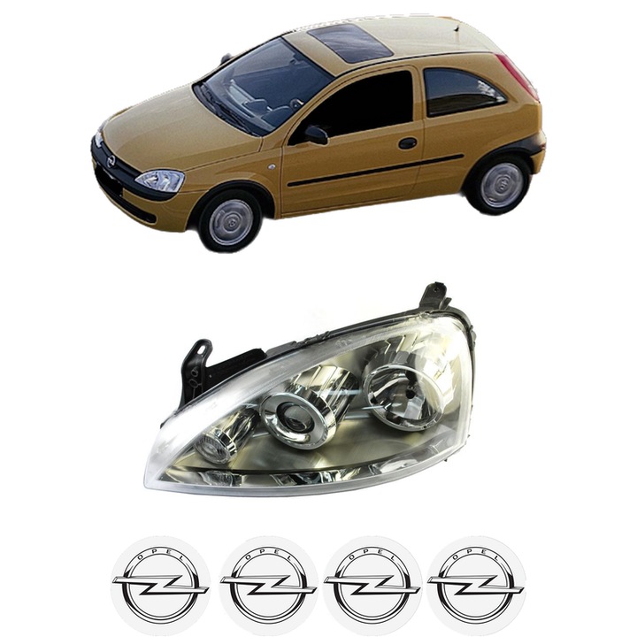 Far Stanga Fata OPEL CORSA C (X01) din 2000-2009, Auto, DEPO, 4x Stickere auto cu OPEL