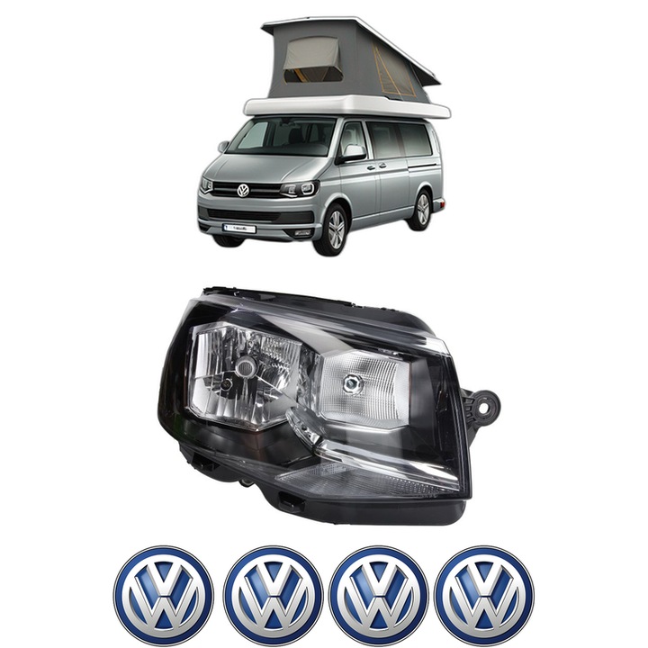 Far Dreapta Fata Volkswagen CALIFORNIA T6 Camper (SGC, SGG, SHC) din 2015-2024, Auto, DEPO, 4x Stickere auto cu Volkswagen