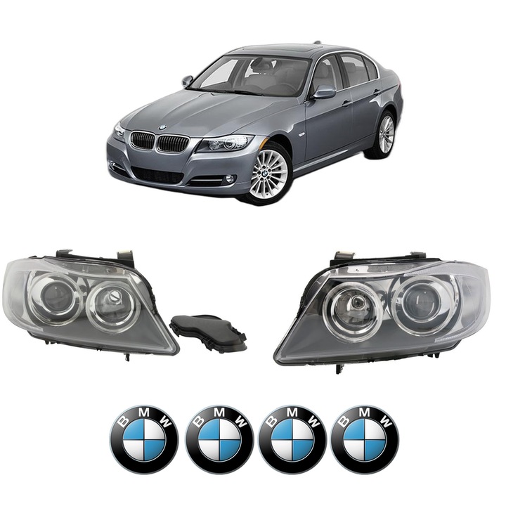 Set Faruri Stanga Dreapta Fata BMW Seria 3 (E90) din 2004-2011, Auto, TYC, 4x Stickere auto cu BMW