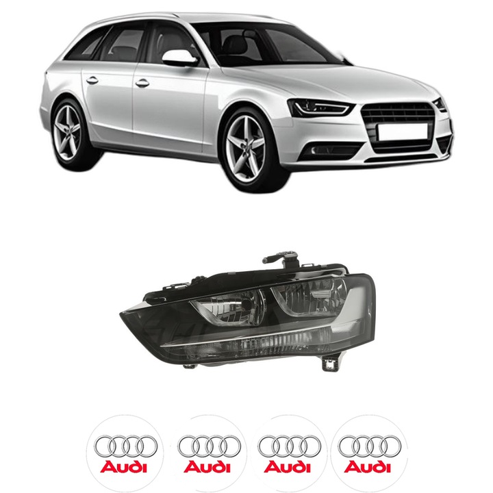 Far Stanga Fata AUDI A4 B8 Avant (8K5) din 2007-2015, Auto, DEPO, 4x Stickere auto cu AUDI