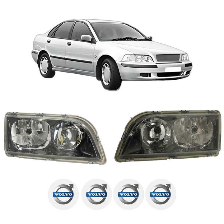Set Faruri Stanga Dreapta Fata VOLVO S40 I (644) din 1995-2004, Auto, TYC, 4x Stickere auto cu VOLVO
