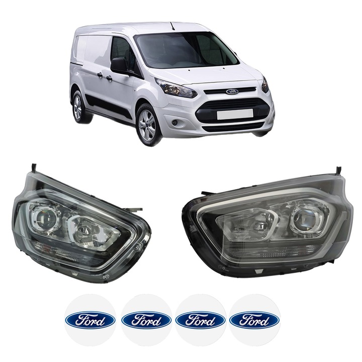 Set Faruri Stanga Dreapta Fata FORD TRANSIT CONNECT V408 Box Body/MPV din 2013-2021, Auto, DEPO, 4x Stickere auto cu FORD