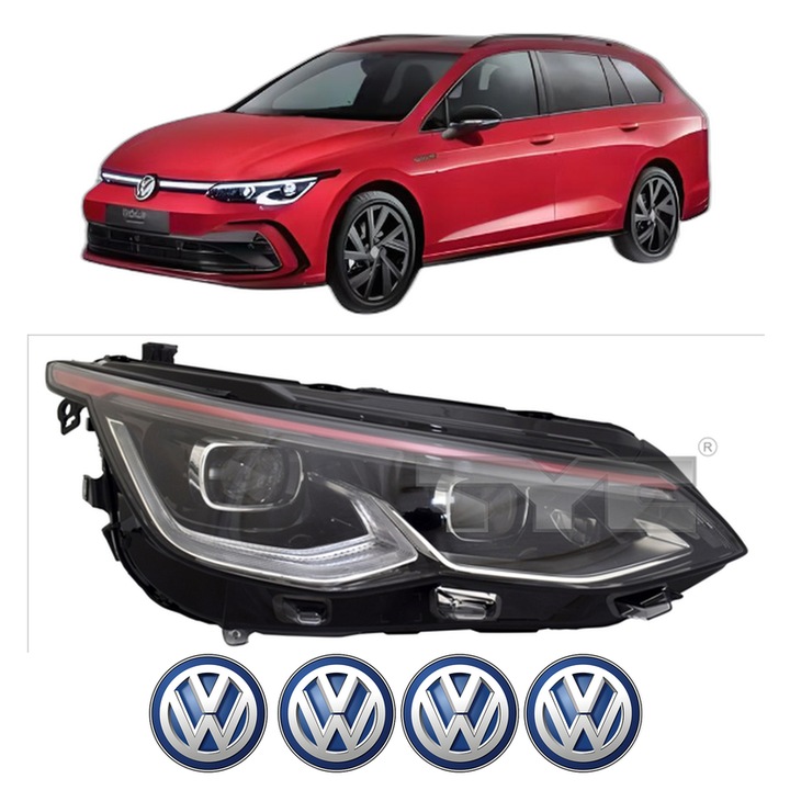 Far Stanga Fata Volkswagen GOLF VIII Variant (CG5, DB5) din 2020-2024, Auto, TYC, 4x Stickere auto cu Volkswagen