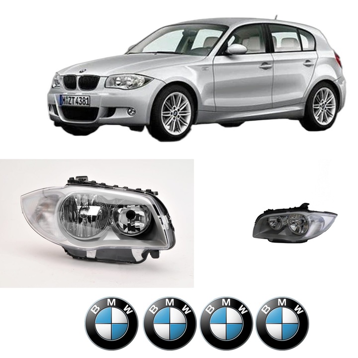 Set Faruri Stanga Dreapta Fata BMW Seria 1 (E87) din 2004-2011, Auto, DEPO, 4x Stickere auto cu BMW