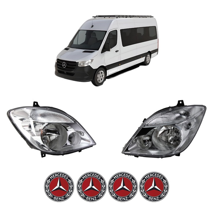 Set Faruri Stanga Dreapta Fata MERCEDES-BENZ SPRINTER 5-t Bus (B906) din 2009-2018, Auto, DEPO, 4x Stickere auto cu MERCEDES-BENZ