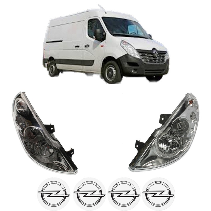 Set Faruri Stanga Dreapta Fata OPEL MOVANO B Van (X62) din 2010-2019, Auto, DEPO, 4x Stickere auto cu OPEL