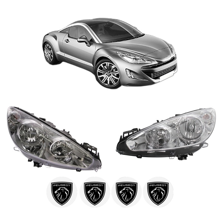 Set Faruri Stanga Dreapta Fata PEUGEOT RCZ din 2010-2015, Auto, DEPO, 4x Stickere auto cu PEUGEOT