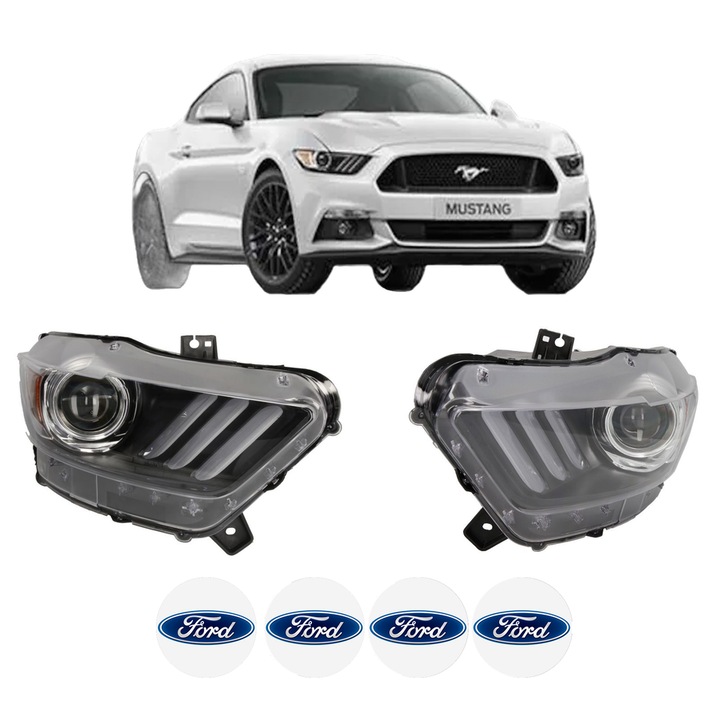 Set Faruri Stanga Dreapta Fata FORD USA MUSTANG Coupe din 2004-2023, Auto, TYC, 4x Stickere auto cu FORD USA