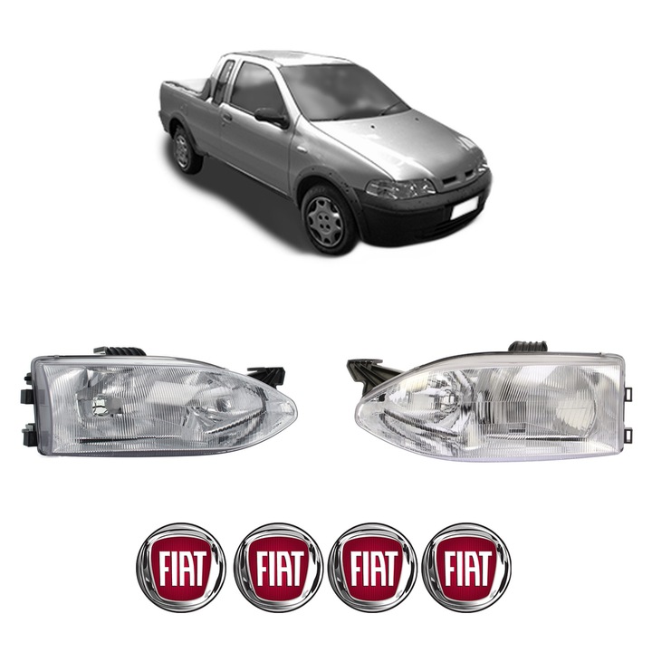 Set Faruri Stanga Dreapta Fata FIAT STRADA Pickup (178_, 278_) din 1999-2006, Auto, DEPO, 4x Stickere auto cu FIAT