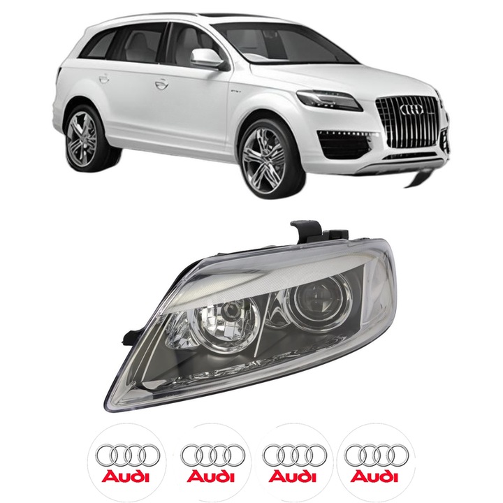 Far Stanga Fata AUDI Q7 (4LB) din 2006-2015, Auto, DEPO, 4x Stickere auto cu AUDI