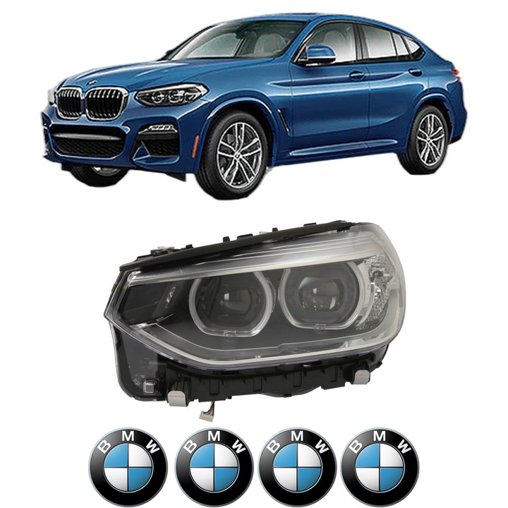 Far Stanga Fata Bmw Seria X4 (G02, F98) din 2018-2021, Auto, TYC, 4x Stickere auto cu BMW