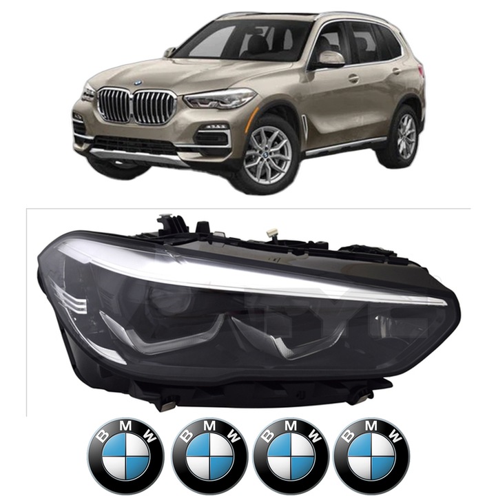 Far Stanga Fata Bmw Seria X5 Van (G05) din 2019-2023, Auto, TYC, 4x Stickere auto cu BMW
