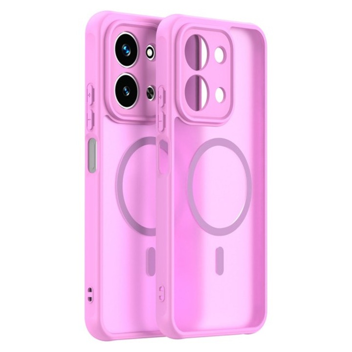 Husa Upzz® Halo Pentru Xiaomi Redmi 15C 4G / 5G, Magsafe, Protectie Camere si Colturi, Super Rezistenta, Roz