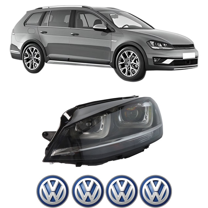 Far Stanga Fata Volkswagen GOLF ALLTRACK VII Variant (BA5, BV5) din 2014-2020, Auto, DEPO, 4x Stickere auto cu Volkswagen