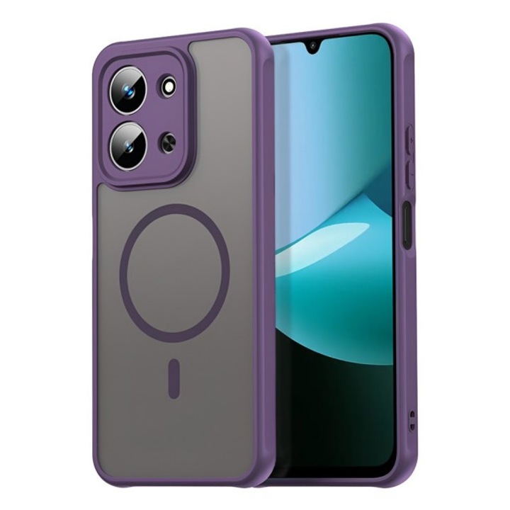Husa Upzz® Halo Pentru Xiaomi Redmi 15C 4G / 5G, Magsafe, Protectie Camere si Colturi, Super Rezistenta, Purple