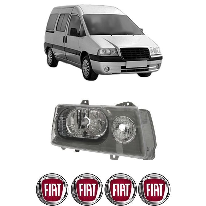 Far Dreapta Fata FIAT SCUDO Platform/Chassis (220_) din 1996-2006, Auto, DEPO, 4x Stickere auto cu FIAT