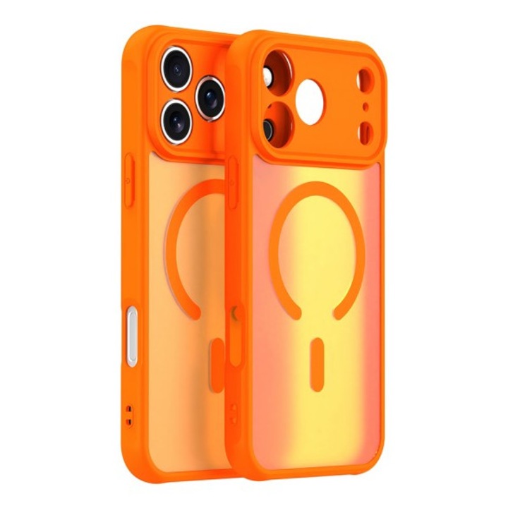 Husa Upzz® Halo Pentru iPhone 17 Pro, Magsafe, Protectie Camere si Colturi, Design Premium, Super Rezistenta, Orange