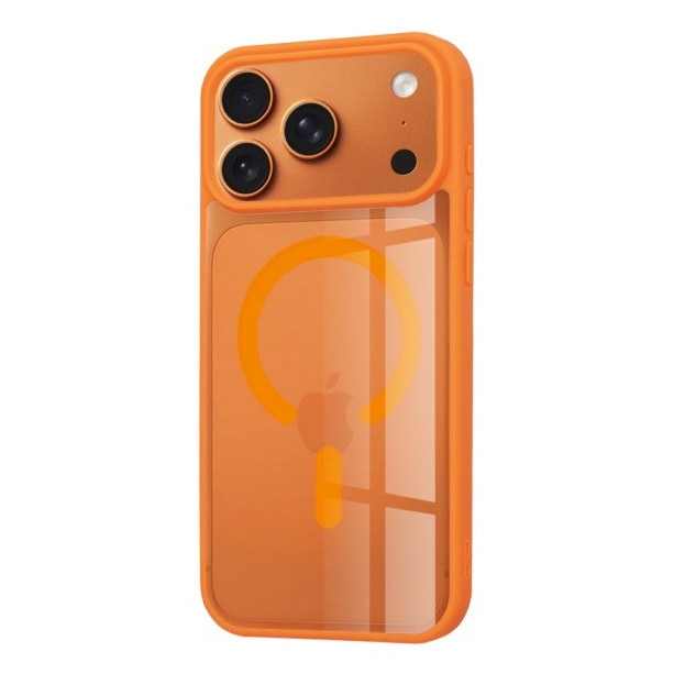 Husa Upzz® Magsafe Compatibila Cu iPhone 17 Pro, Spate Transparent, Rama Orange