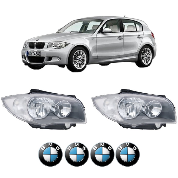 Set Faruri Stanga Dreapta Fata BMW Seria 1 (E87) din 2004-2011, Auto, TYC, 4x Stickere auto cu BMW