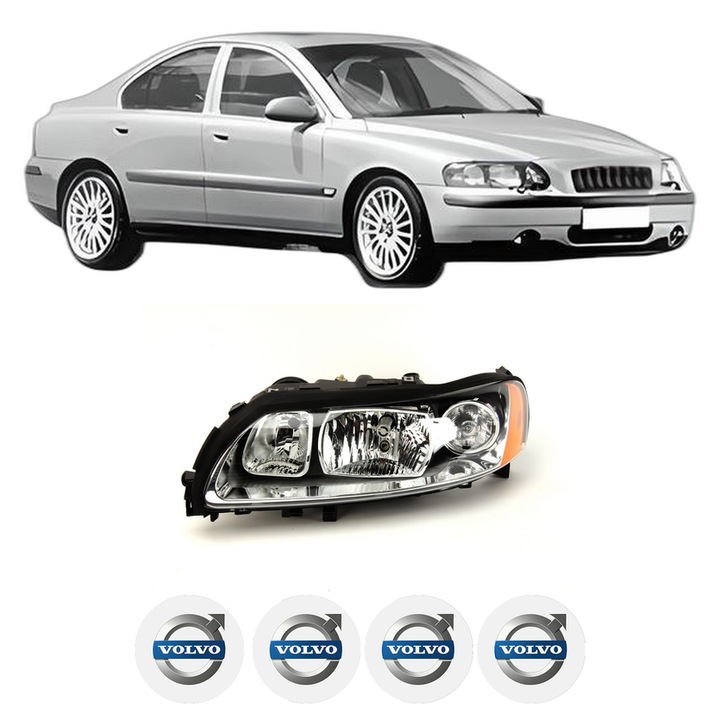 Far Stanga Fata VOLVO S60 I (384) din 2000-2010, Auto, DEPO, 4x Stickere auto cu VOLVO