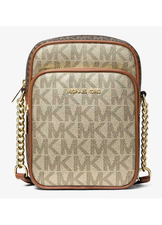 Poseta crossbody Michael Kors, metalica, maro, 20x15x6cm