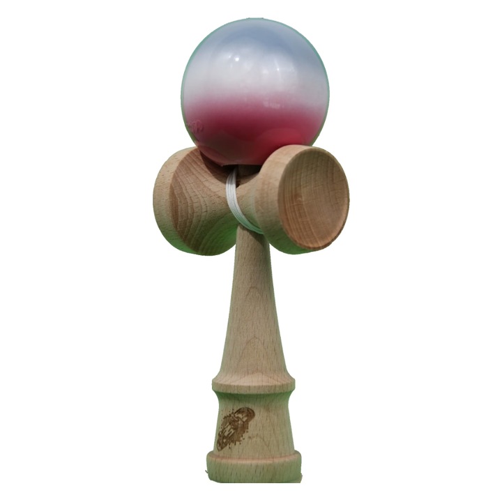 Оригинална кендама за деца, 18 см, дърво, розов/бял/сив градиент