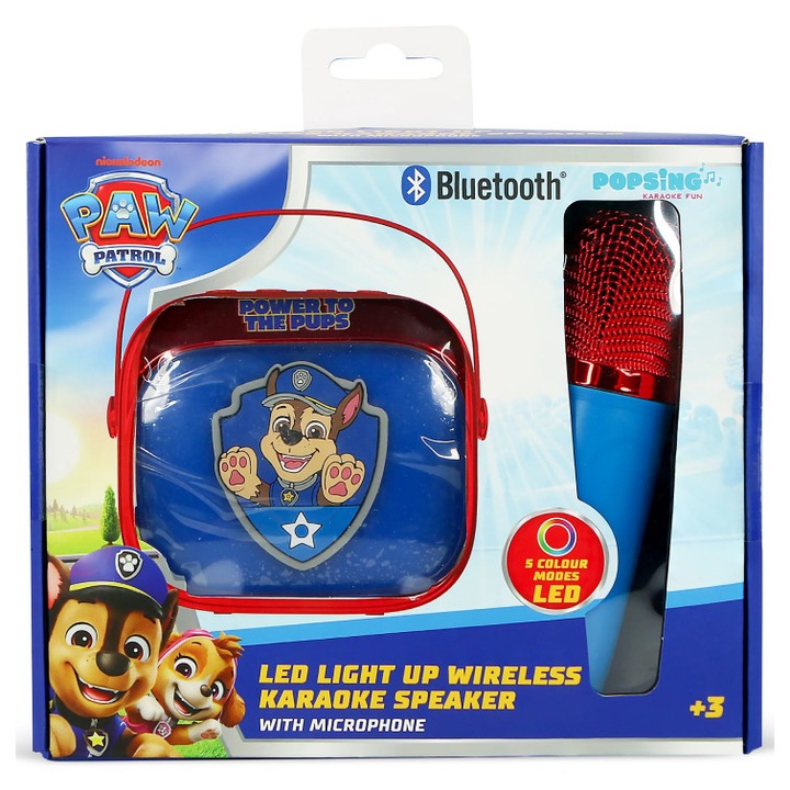 OTL Technologies - Paw Patrol Chase PopSing Караоке LED високоговорител и микрофон, син
