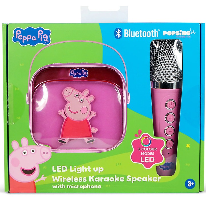 Преносима тонколона OTL Technologies - Peppa Pig PopSing Караоке тонколона и микрофон, розова
