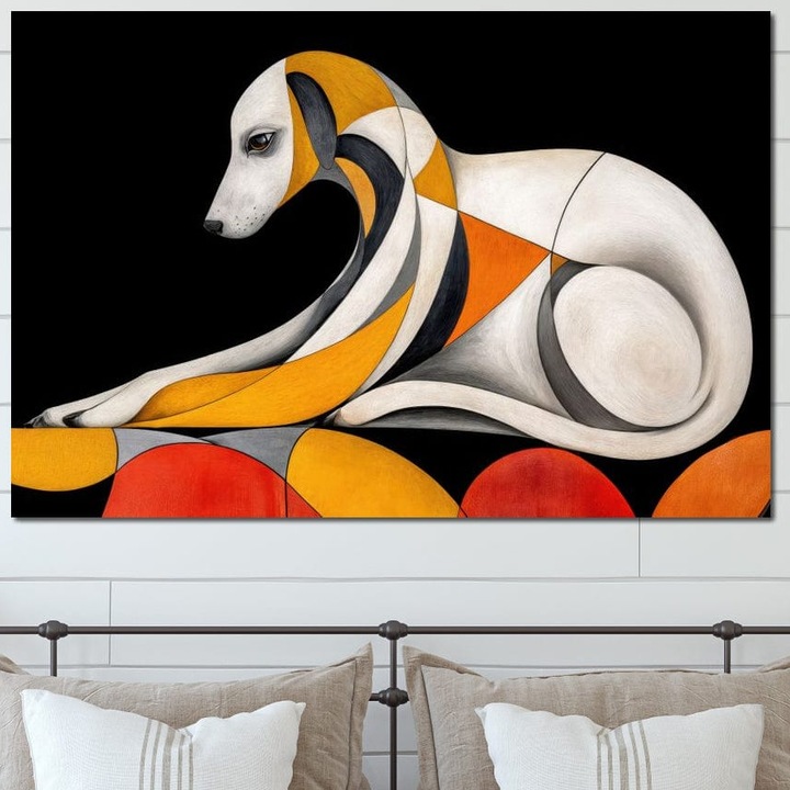 Tablou Canvas Premium, LuxCanva® M1478, Forma si Suflet, 100 X 150 CM, Panza Bumbac 100% 400g/m2, Sasiu Lemn, Caine, Patruped, Arta Moderna, Abstract, Forme, Calm, Relaxare, Dormitor, Birou, Living, Camera Copil