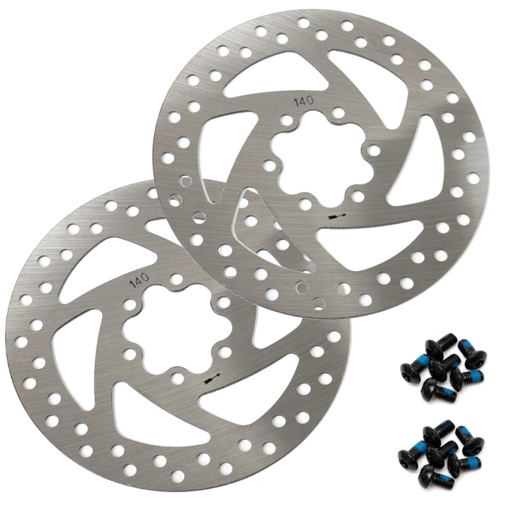 2x féktárcsa 6 lyukkal, 140 mm + csavarok KuKirin G2 MAX / G3 PRO / Kugoo M4 / M4 PRO modellekhez