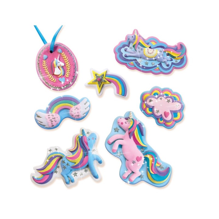 Set creativ modelaj și pictură Unicorni, SES, 6 culori acuarelă, 30x20x4cm