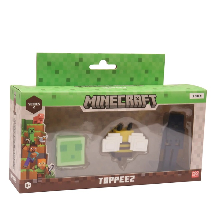 Figurine Minecraft Topeez Set 3 Buc, Skeleton Wither, Slime, Bee, 7cm