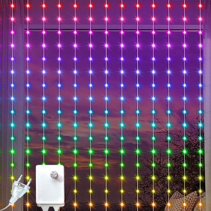 Instalație de Crăciun, Multicolor, SIKS, Tip Plasă, 3x2m, 416 LED-uri