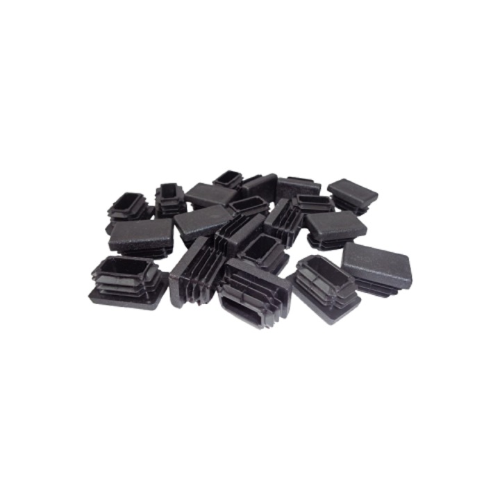 Set 20 capace plastic dreptunghiulare 30x20mm, rezistente la UV, impact, negre